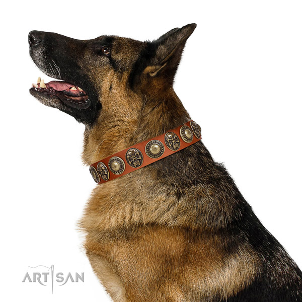 Handcrafted full grain genuine leather collar for your stylish dog