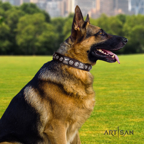 German-Shepherd comfortable collar with unusual decorations for your four-legged friend