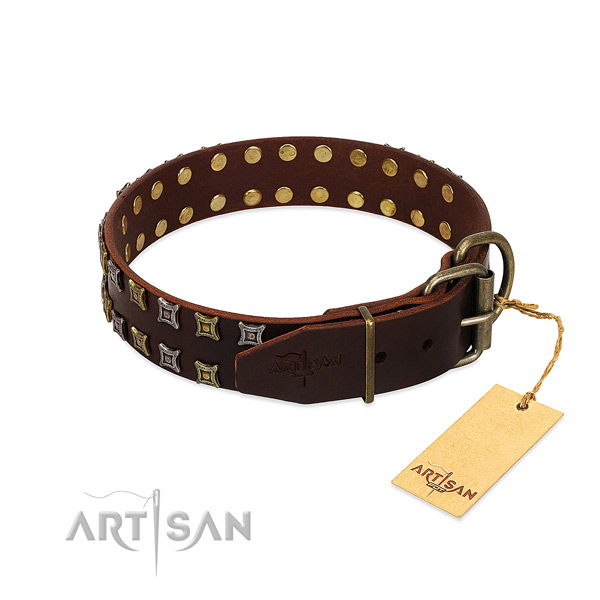 Durable leather dog collar handmade for your doggie