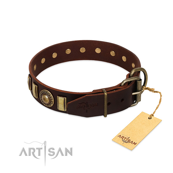 Awesome full grain leather dog collar with rust resistant hardware