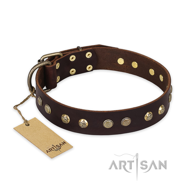 Best quality full grain leather dog collar with durable buckle