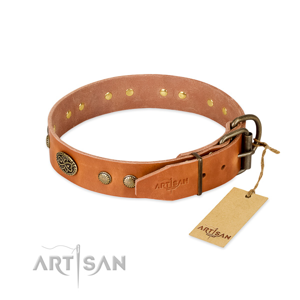 Strong fittings on Genuine leather dog collar for your pet