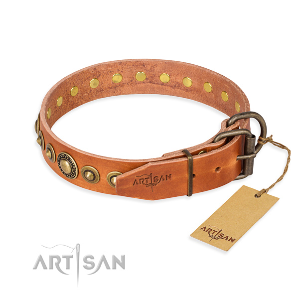 Soft full grain leather dog collar made for comfy wearing