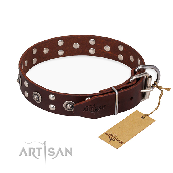 Rust resistant hardware on leather collar for your lovely pet