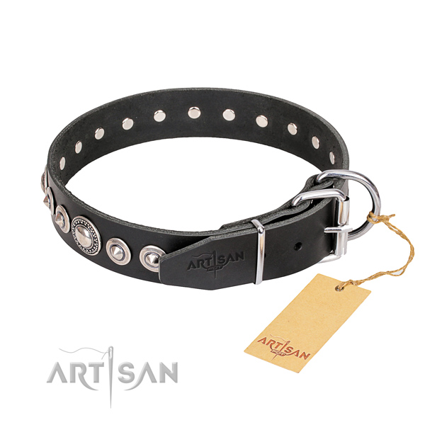 High quality embellished dog collar of leather