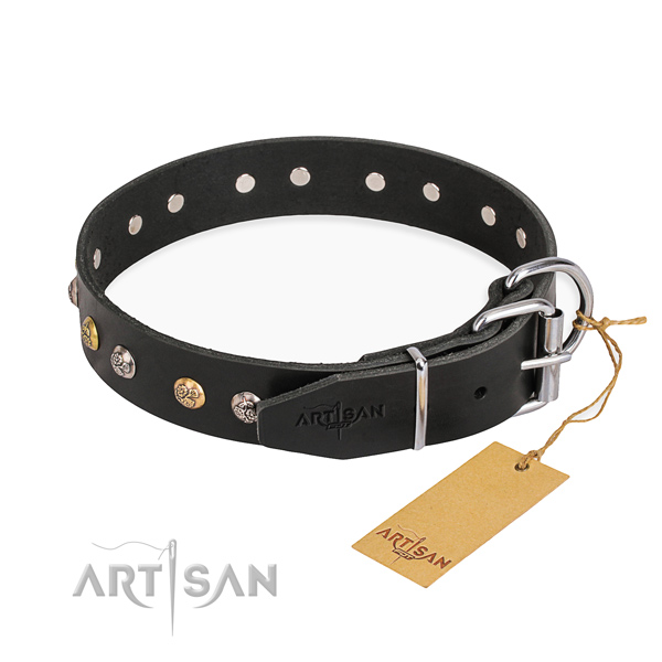 Best quality natural genuine leather dog collar handcrafted for daily use