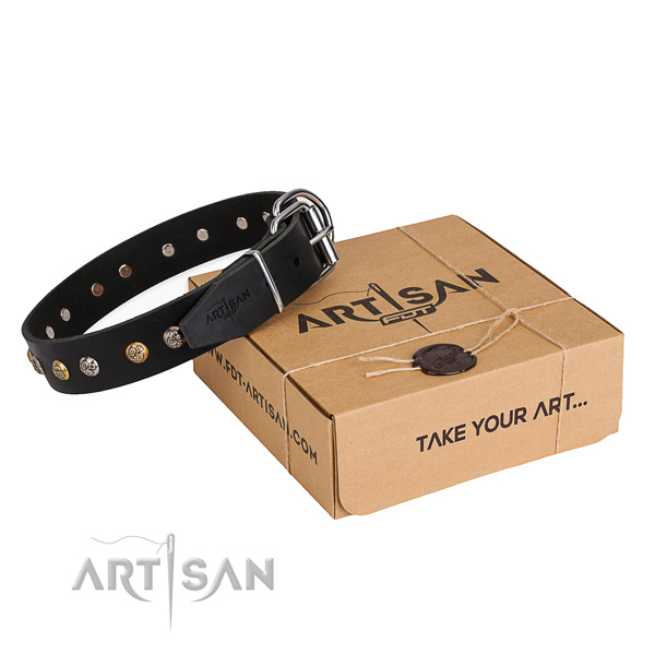 Soft full grain leather dog collar made for handy use