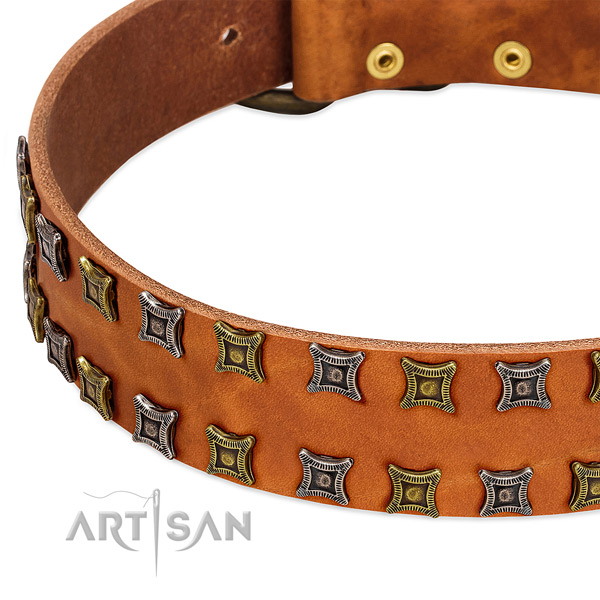 High quality natural leather dog collar for your lovely canine