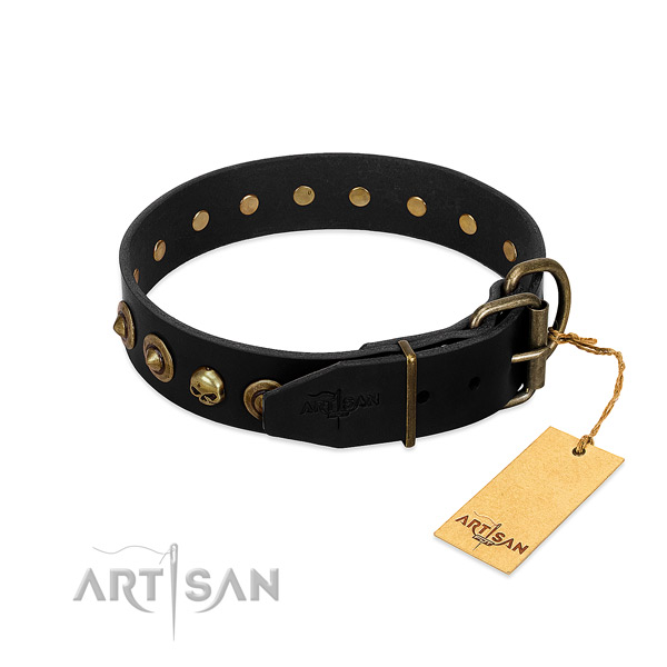 Natural leather collar with amazing decorations for your pet